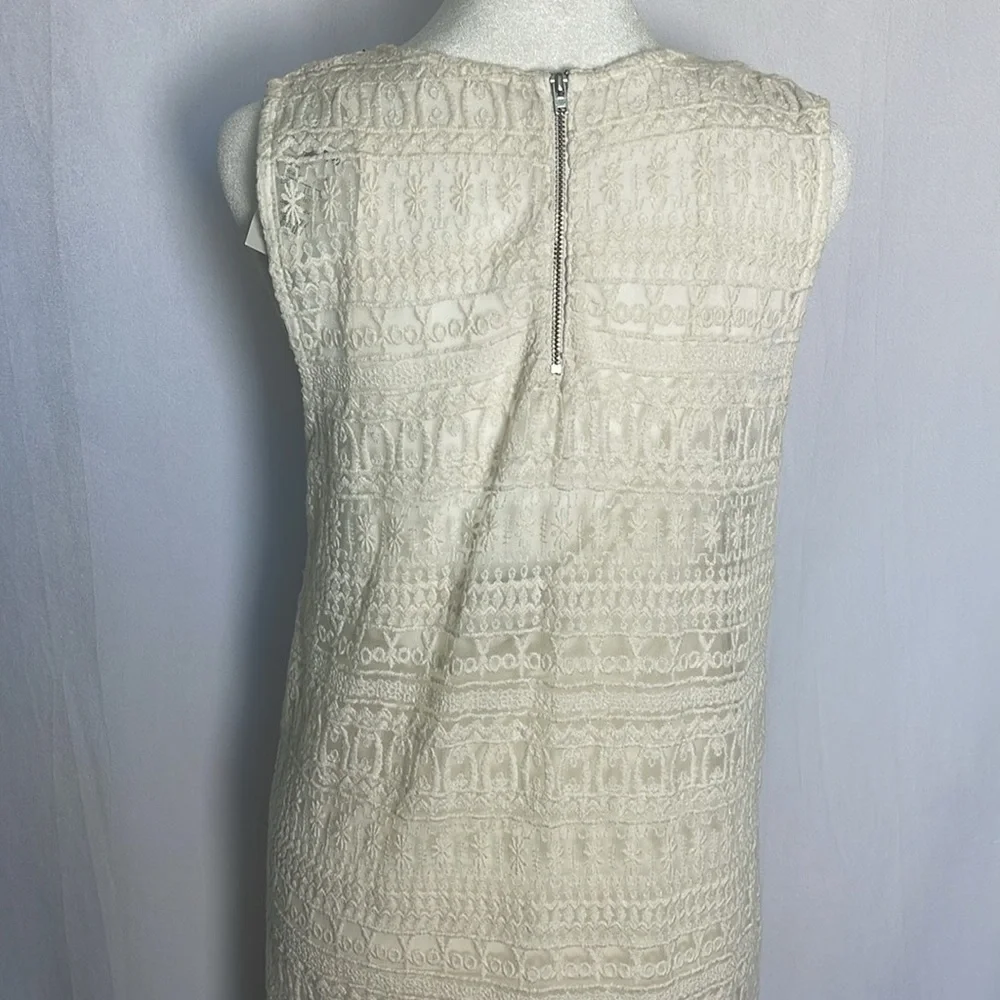 NWT MANGO Brenda Crochet Knee Length Dress Size S Ivory Lined Sleeveless Boho